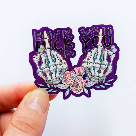Selling: Purple F*Ck You Skeleton Decorative Sticker