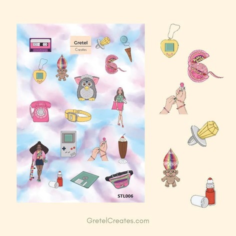 Selling: 90'S Baby Retro Toys Journal Deco Sticker Sheet